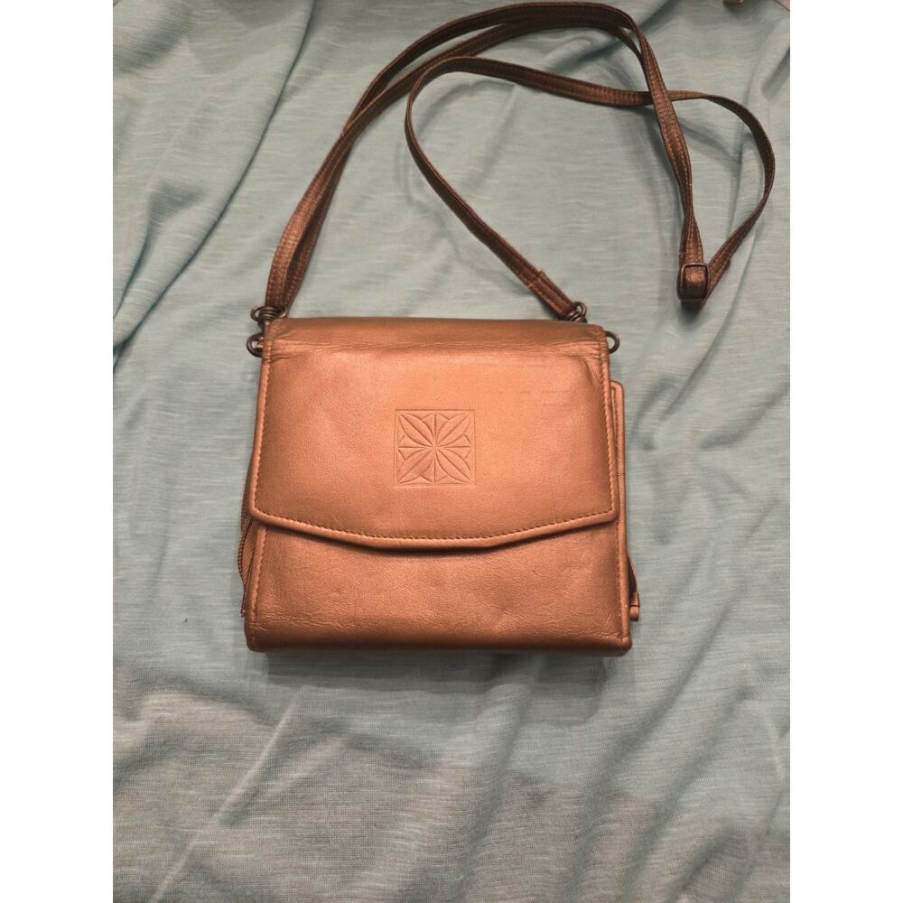 Koltov SecuraCard Bronze Leather Shoulder Bag w/ Alarm & Wallet Organizer